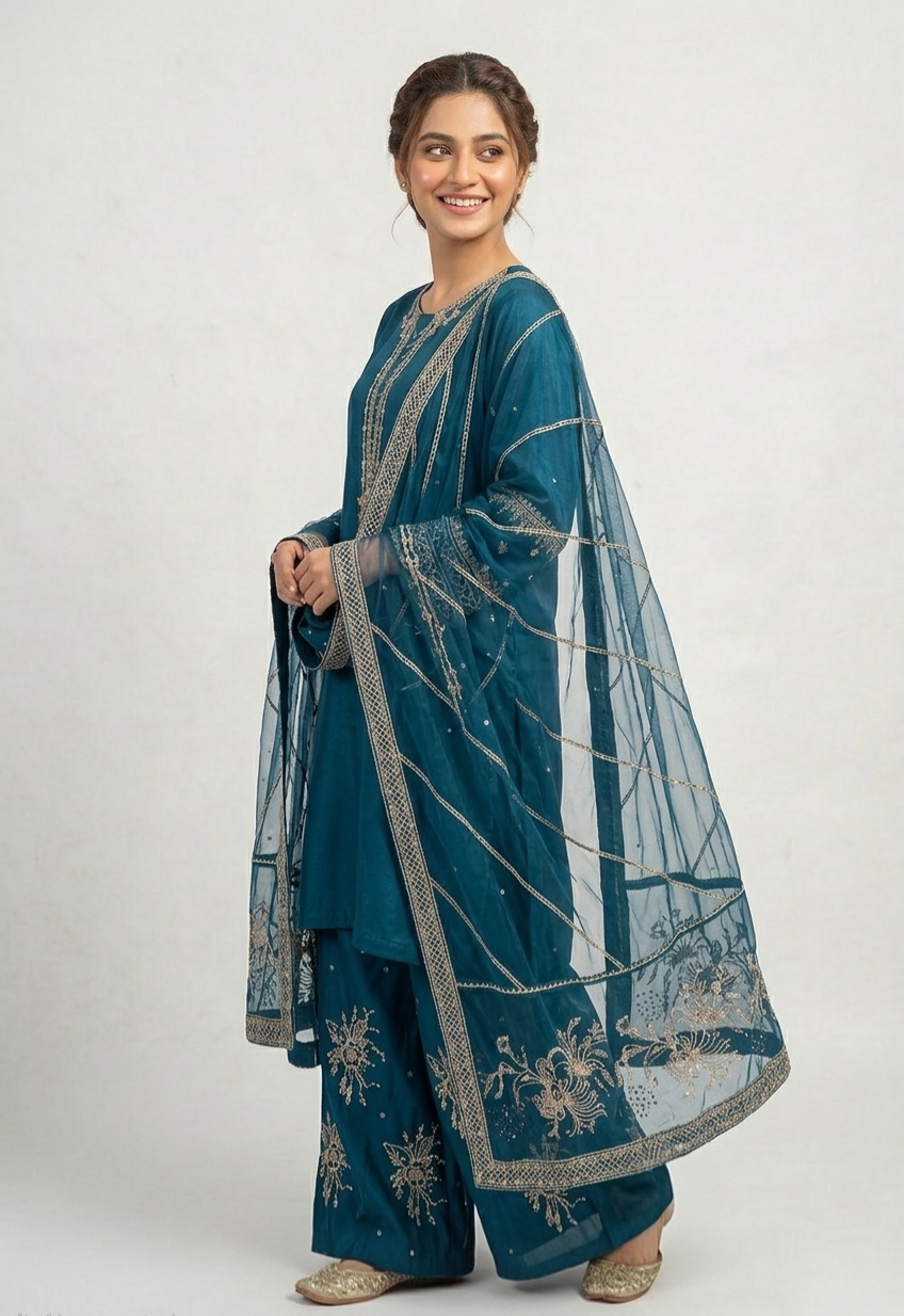 Zinc Silk Plazzo Set