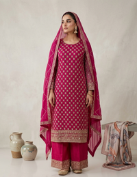 Hot Pink Chiffon 3PC Suit