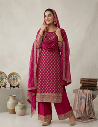 Hot Pink Chiffon 3PC Suit