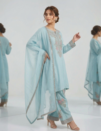 Ice Blue Festive 3-Piece Suit