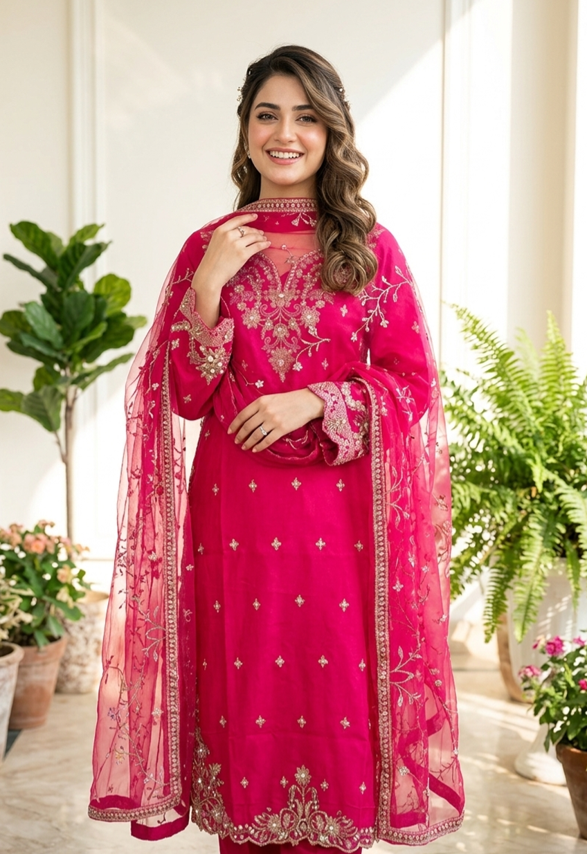 Hot Pink Blossom Festive 3PC