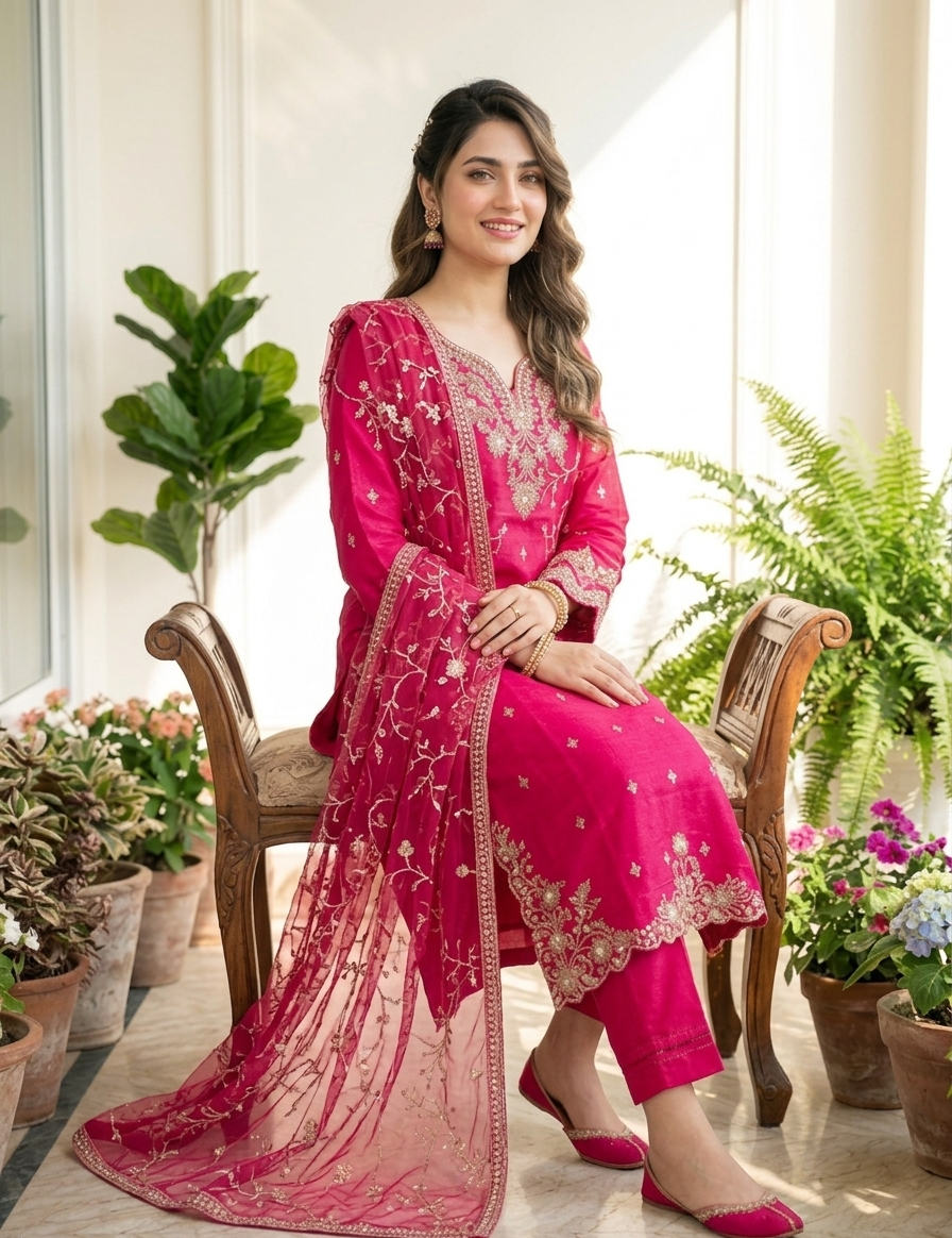 Hot Pink Blossom Festive 3PC