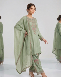 Sea Green Silk 3-Piece Suite