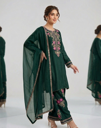 Emerald Green Silk Plazzo Set