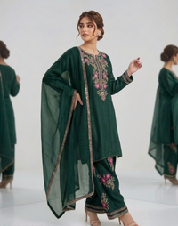 Emerald Green Silk Plazzo Set